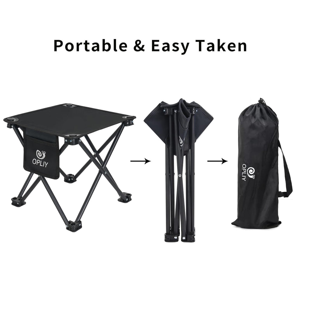 Opliy Camping Stool 2 Pack,13 Inch Portable Folding Stool for Outdoor Gardening and Beach Hiking Fishing,Foot Stool with Carry Bag (Black)