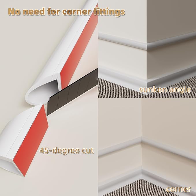 118" Side Open One Cord Hider (<1/4") for Wall Mounted Tv,Silicone Flexible Cable Cover to Hide Conceal Cords Along Wall,Wire Raceway Management Cable Concealer Channel,Electric Cord Organizer,White