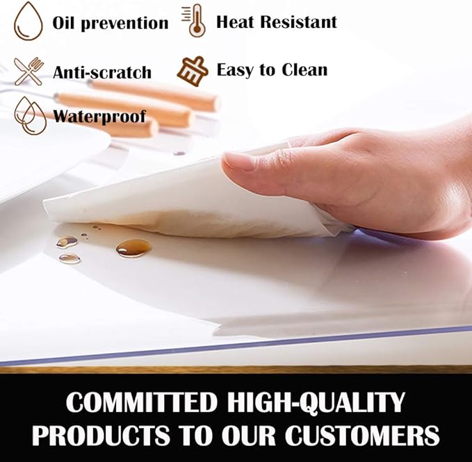 42x76 Inches Clear Plastic Table Protector for Dining Room Table Vinyl Tablelcloth Desk Pad Mat Wooden Furniture Coffee Glass End Side Table Topper Protection Countertop Cover Waterproof Rectangular