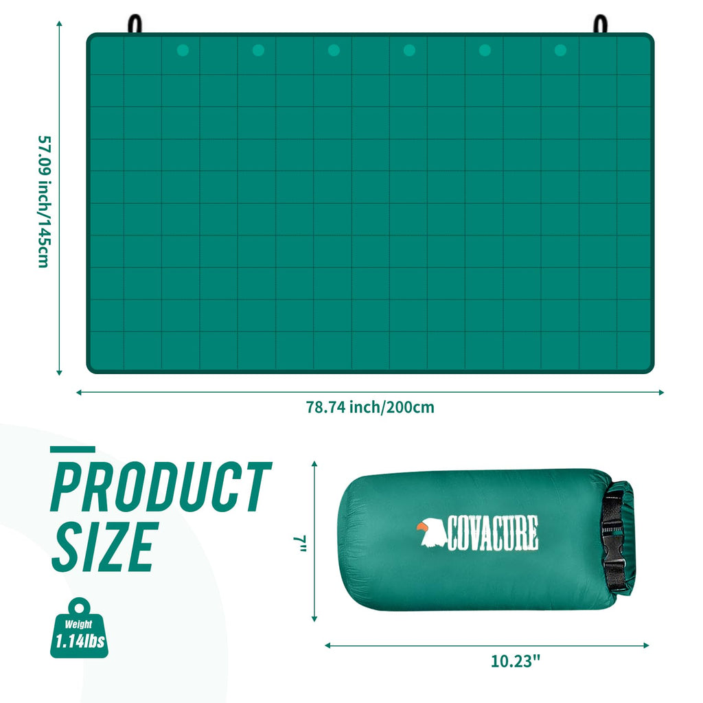 COVACURE Camping Blanket, Packable Down Alternative Outdoor Blanket-Green