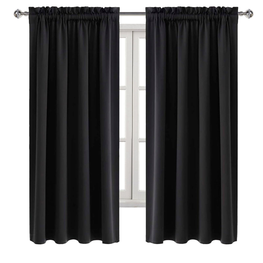 Blackout Curtains for Bedroom Living Room 52 x 63 Inch Long Black
