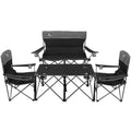 CAMPHILL Camping Chair Set of 4 - Outdoor Folding Chairs With Table, Heavy Duty Lawn Chair With Cup Holder, Collapsible Set Include One Sofa Chair, Two Single Chairs and Table