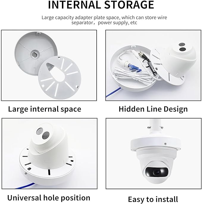 6 inches Dome Camera Mount Ceiling Mount Bracket,Indoor Outdoor Security Camera Wall Mount, Metal Bracket, Junction Box Cable Management,Junction Box Pole Mounts