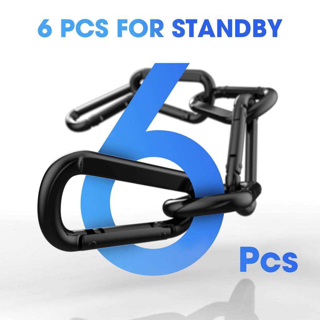 Heavy Duty Carabiner Clip, Steel Carabiners 1100lbs 3" D Shaped Spring Hook Small Clips for Hammocks, Hiking, Keychains, Outdoors and Gym, Dog Leash and Key Ring (6PCS 3'' Clips)