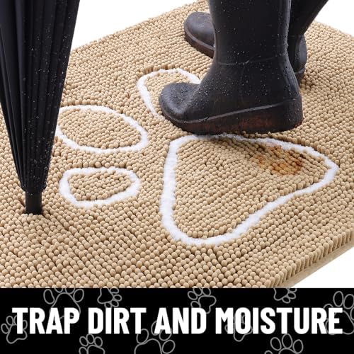Smiry Dog Door Mat for Muddy Paws, Absorbent Non Slip Dirt Trapper, 40x24