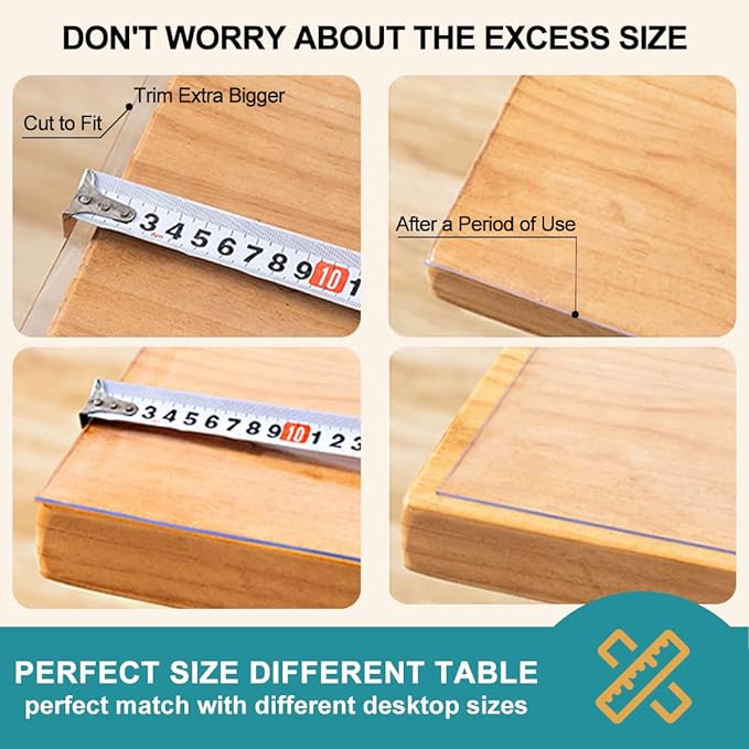 Clear Table Cover Protector 38x76" Crystal Plastic Desk Protector Table Pad for Dining, Kitchen, Conference, Banquet, Writing Table - Water, Oil Resistant - Easy Clean, Anti-scratch