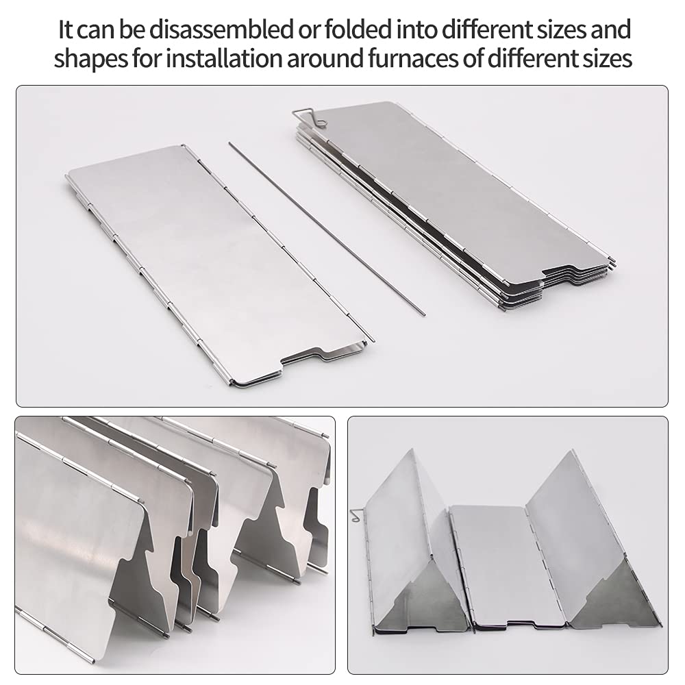 10 Plates Stove Windscreen, Aluminum Stove Windshield with Drawstring Bag