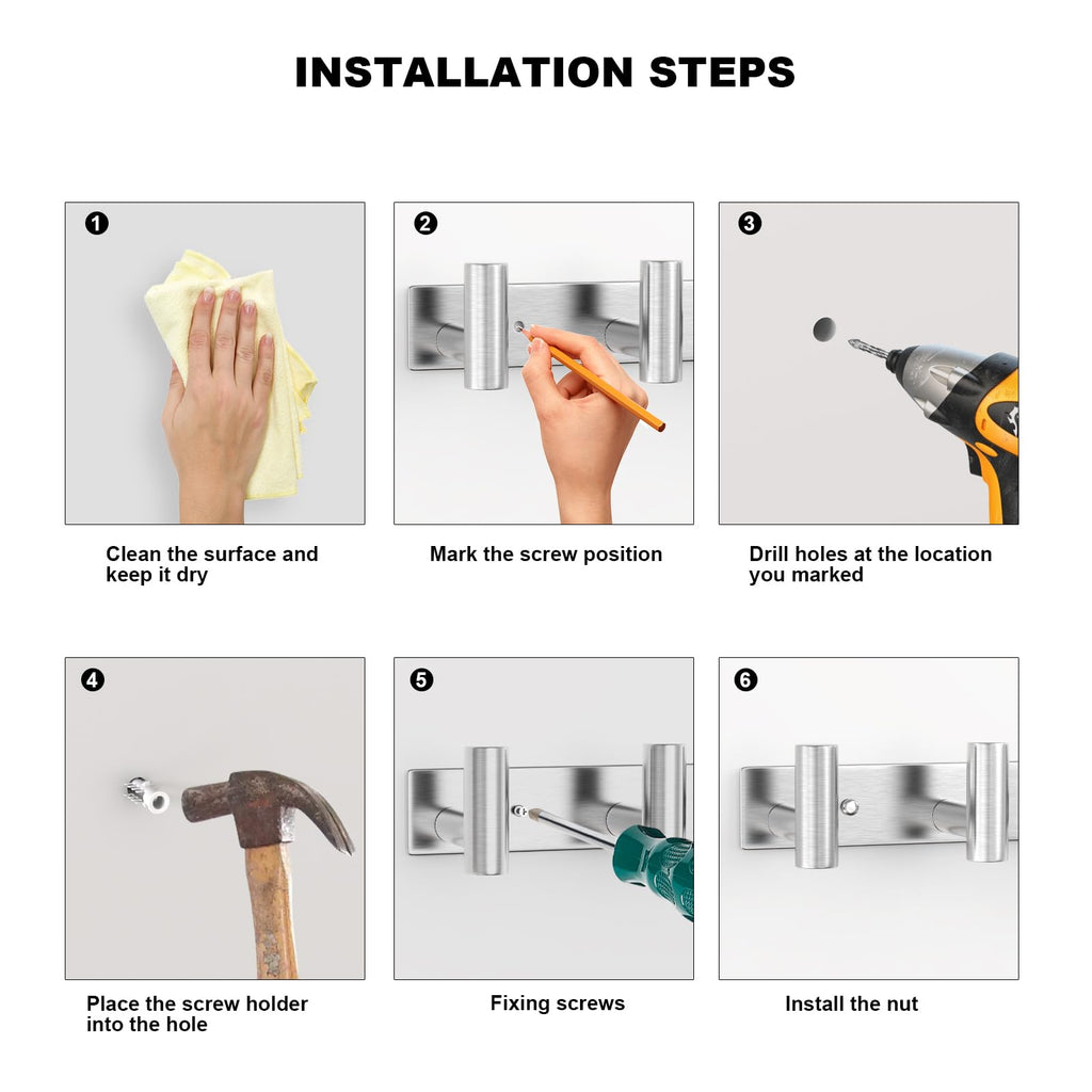 1PACK Hat and Coat Wall Mount Rack