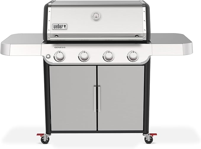 Weber Genesis S-415 Liquid Propane Gas Grill for Outdoor Grilling, 4 Burners, Stainless Steel