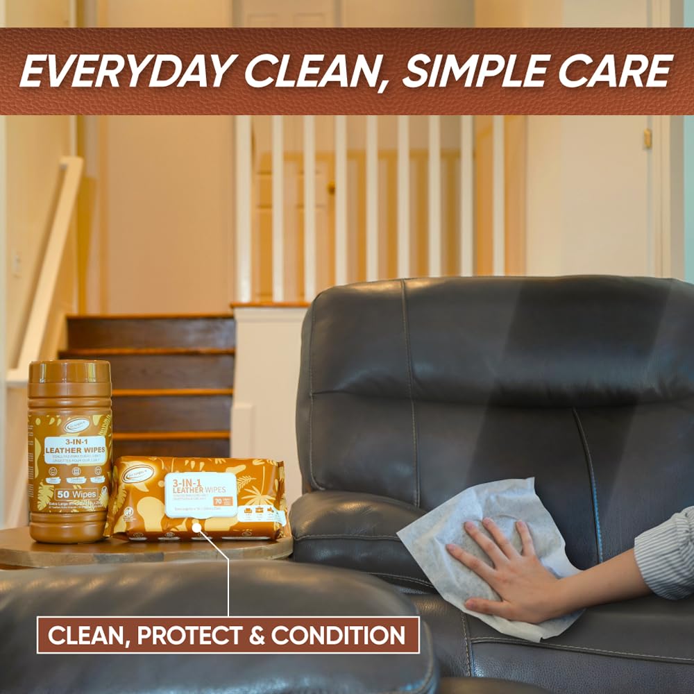 3in1 Leather Wipes 50 Count