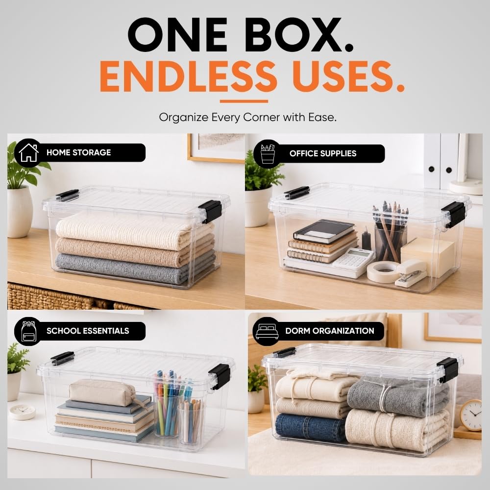 Small Clear Storage Boxes with Lids (3 Count)