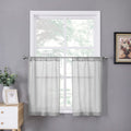 Sheer Tier Curtain Linen Textured Half Kitchen Curtains Sheer Light Filtering Rod Pocket Voile Small Curtains for Bathroom