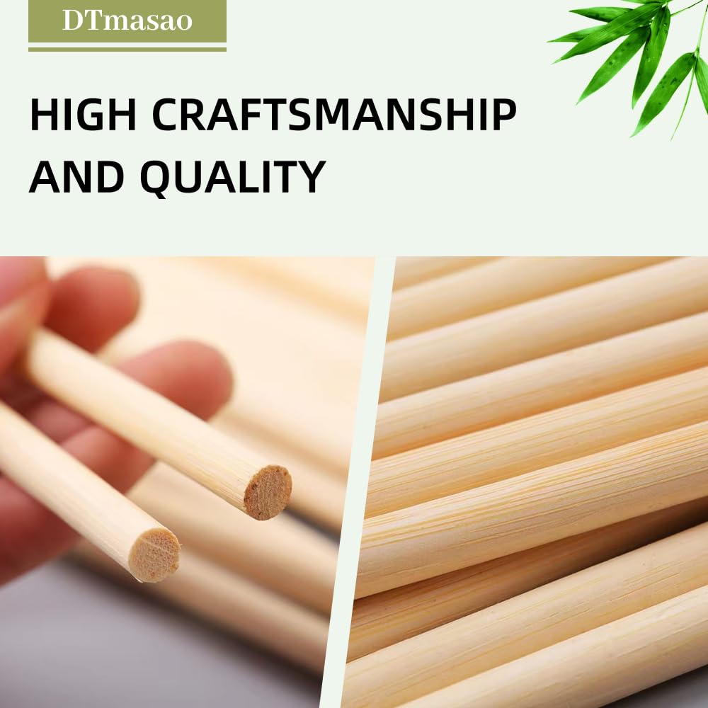 10 PCS Dowel Rods Wood Sticks Wooden Dowel Rods (10 Count)