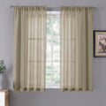 Short Sheer Curtains Living Room Linen Textured Curtain Sheers Light Filtering Voile Rod Pocket Curtains for Bedroom (2 Count)