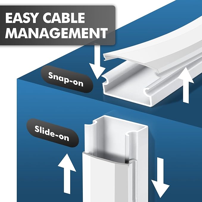 shinfly 86.9in Cord Hider Kit, Paintable Cable Raceway for Wall Mounted TV, Cord Covers for Wires on Wall, Wire Hider for TV Cables, White, 0.98” W x 0.51” H (14.5in x 6-Pack)