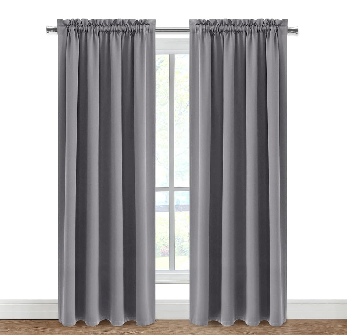 Blackout Curtains for Bedroom Living Room 42 x 84 Inch Long Grey (2 Count)