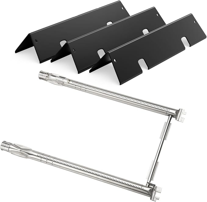 Grill Replacement Parts for Weber GS4 Spirit II 200 Series, Spirit II E-210, S-210 (Front-Mounted Control), Porcelain-enameled 7635 Flavorizer Bars and Stainless Steel 69785 Burner Tubes Set