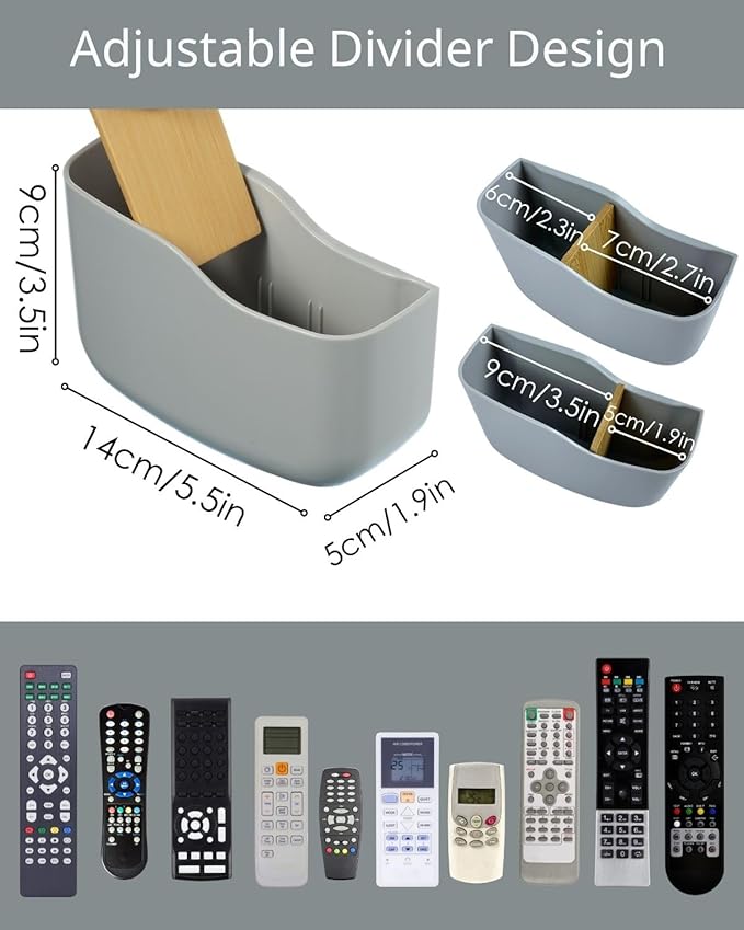LINFIDITE 2 Pack TV Remote Holder Wall Mount Remote Control Holder for Bed Universal Bedside Wall Remote Holder Caddy Organizer Hole-Free Remote Control Holder (For 2 Or 3 Remote Controls–Gray