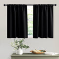 Short Black Blackout Curtains for Small Bedroom Kitchen Window