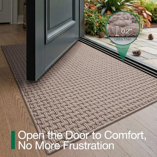 LUMI Washable Indoor Door Mat for Entryway 48x72, Entrance Mat, Taupe