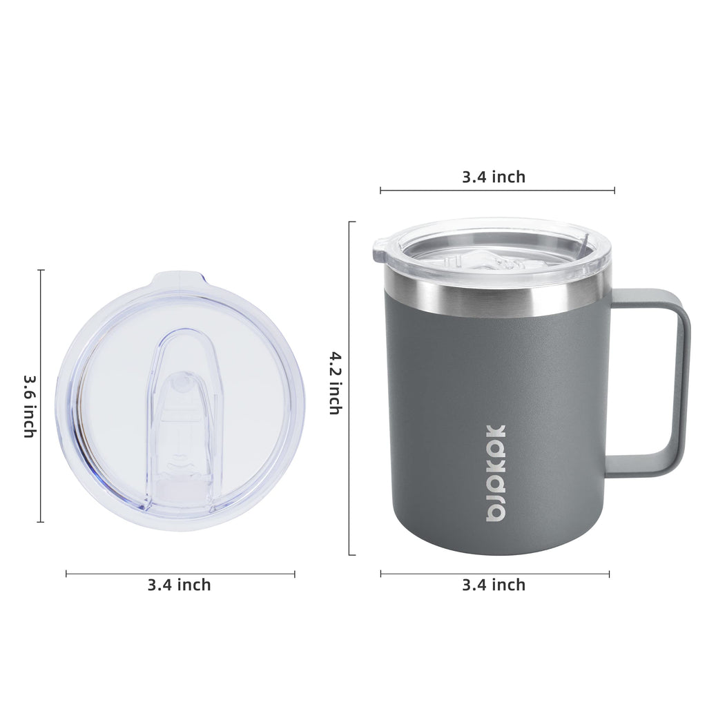 BJPKPK 2PCS Insulated Coffee Mug with Lid, 14oz Stainless Steel Tumbler