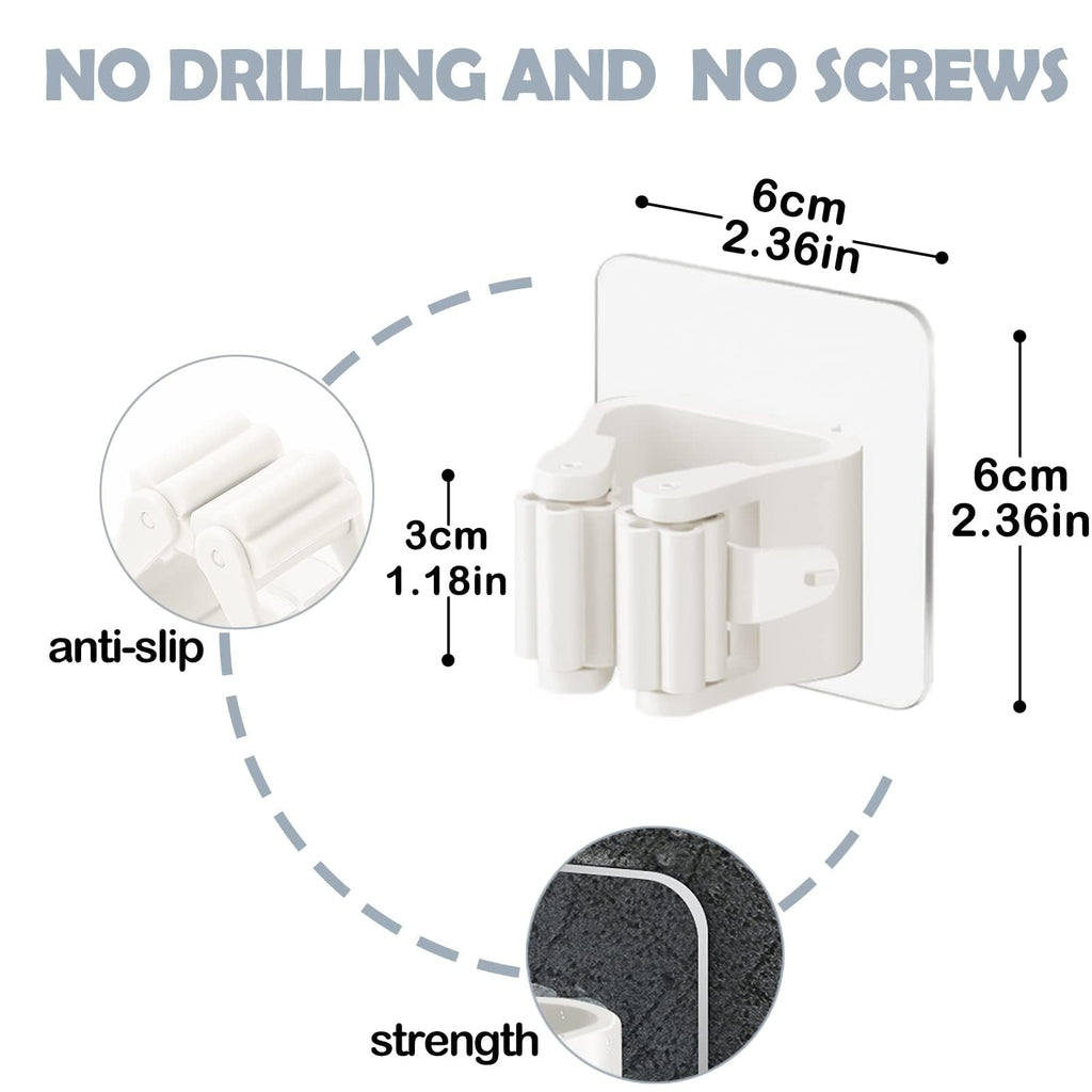 8 Pack Self Adhesive Broom Holder Wall Mount (8 Count)