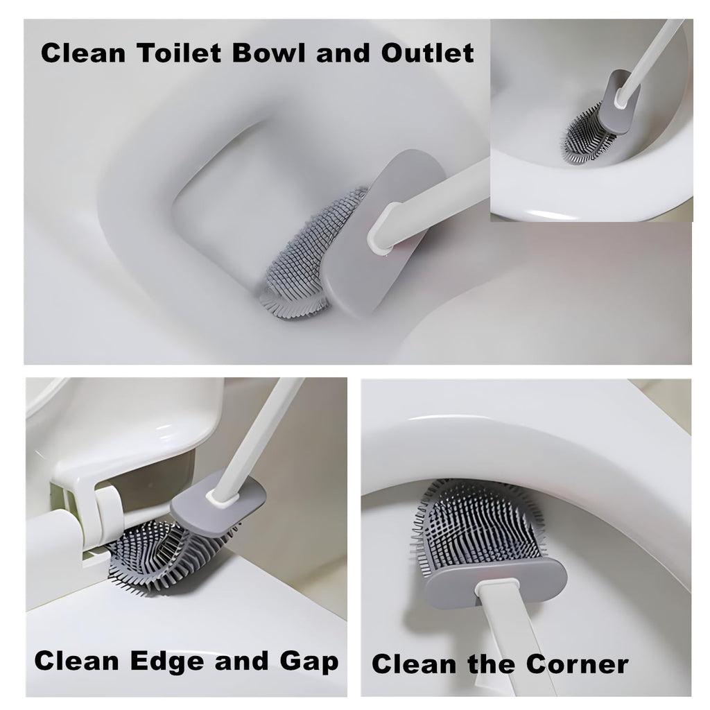 Toilet Brush with Holder Silicone Toilet Brush and Cleaning Brush for Household Bathroom Toliet Brush Set