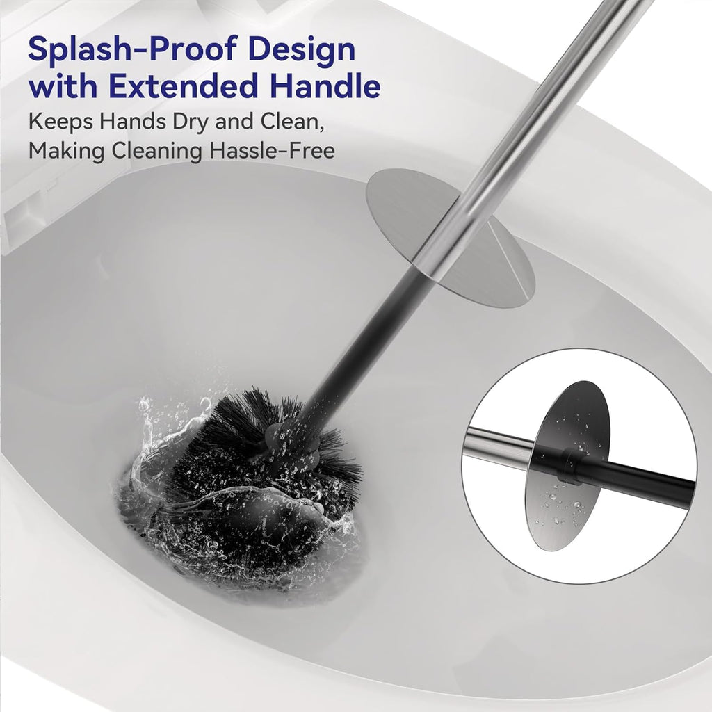 Toilet Bowl Brush and Holder for Bathroom Silver
