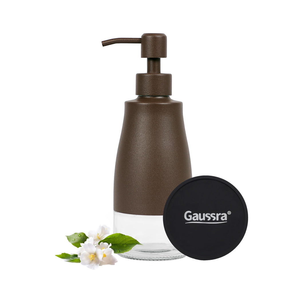 Matte Brown Soap Dispenser with Coaster & Stickers