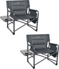 TIMBER RIDGE XXL Upgraded Oversized Directors Chairs with Foldable Side Table, Detachable Side Pocket, Heavy Duty Folding Camping Chair up to 600 Lbs Weight Capacity (Grey) Ideal Gift, 2 Pack