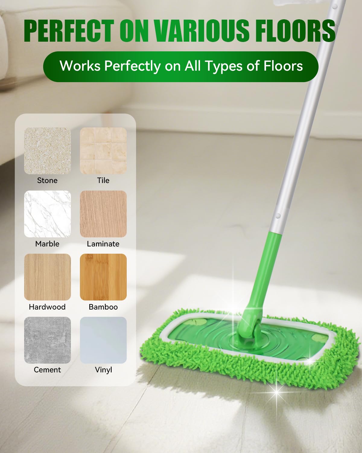 Reusable Microfiber Mop Pads Compatible with Swiffer Sweeper Mop (4 Count)