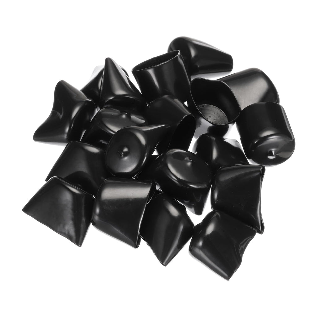 20pcs Rubber End Caps 33mm ID Vinyl PVC Round Tube Bolt Cap Cover Screw Thread Protectors Black