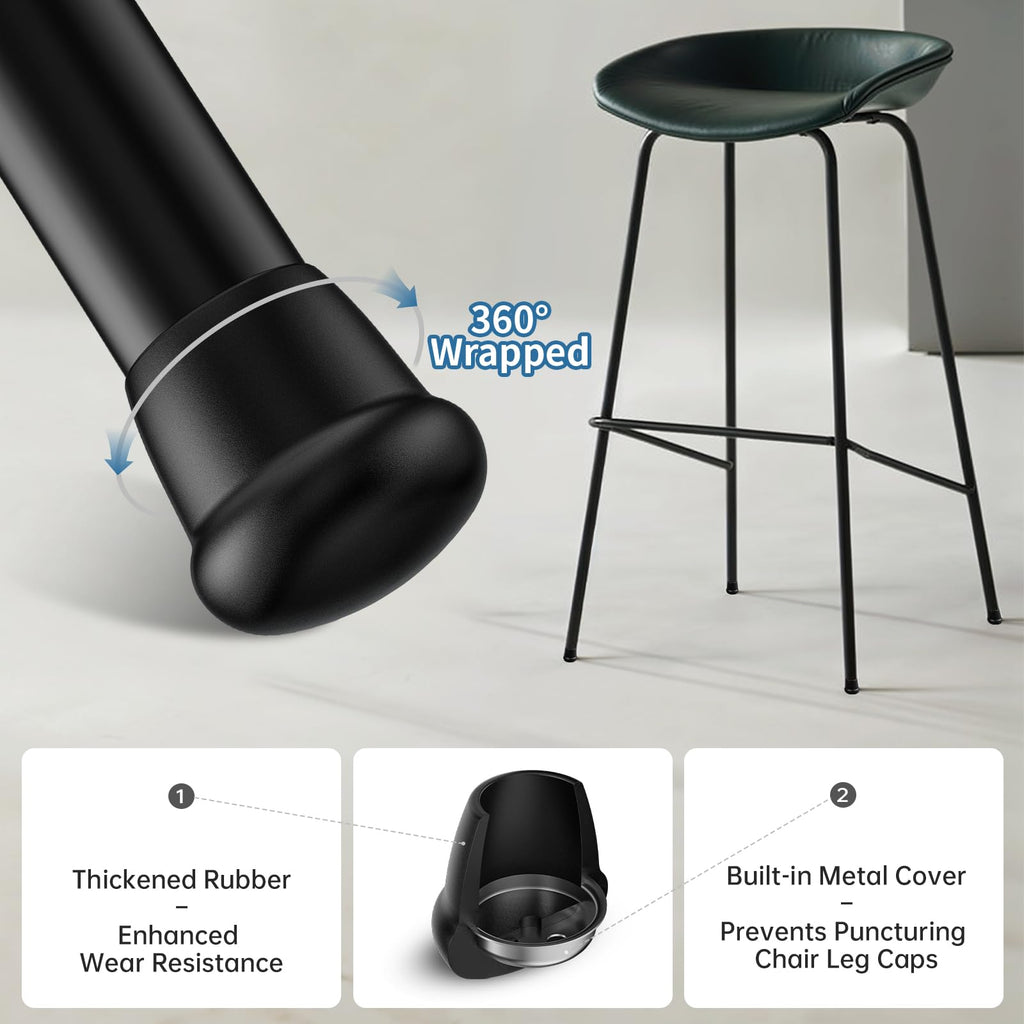 0.75 Inch Heavy Duty Rubber Chair Leg Caps (24 Count)