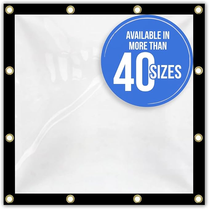 Covers & all Clear Tarp Heavy Duty Waterproof, 20mil Clear Tarp with Grommets, Outdoor Tarp for Patio Covers, Porch Screens, Greenhouses, Chicken Coop (6' H x 20' W Feet), Indoor or Outdoor Use