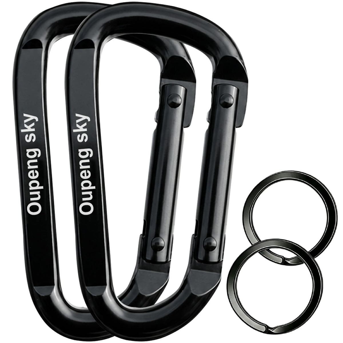 Carabiner Clip，855lbs，3" Iron Heavy Duty Caribeaners for Hammocks,Camping Accessories,Hiking,Keychain,Outdoors and Gym etc,Spring Snap Hook Carabiners for Dog Leash,Harness and Key Ring,2 PCS,Black