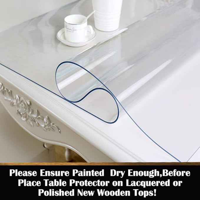 28x45 Inch 1.5mm Thick Clear PVC Painting Table Cover Protector Waterproof Plastic Table Cover Pad Writing Desk Protector Coffee Dinner Table Work Table Protective Pad Non-Slip Anti Juice Heat Dust