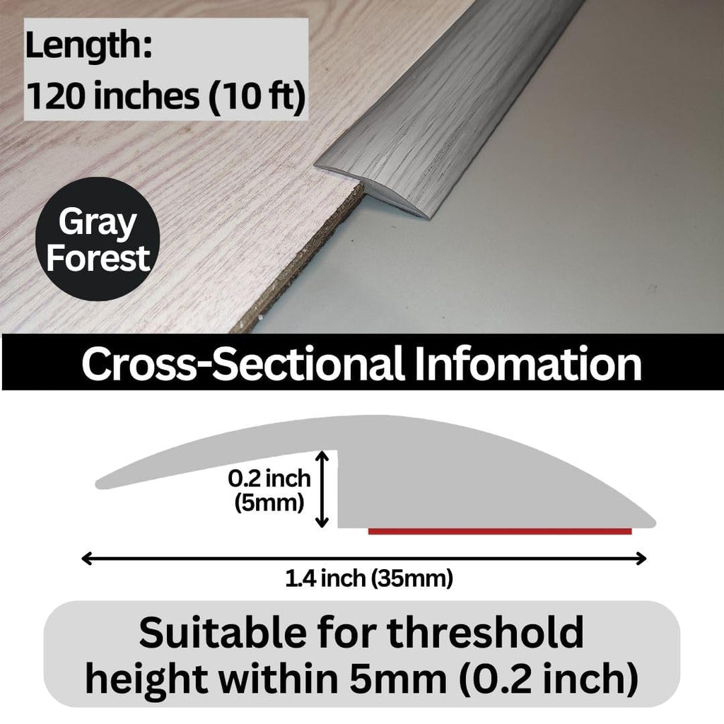 Floor Transition Strip Self Adhesive Carpet Wood Tile Vinyl Flooring Laminate Transition Cover Edge Trim Gap Doorway Threshold for Uneven Floors Heights Within 5 mm