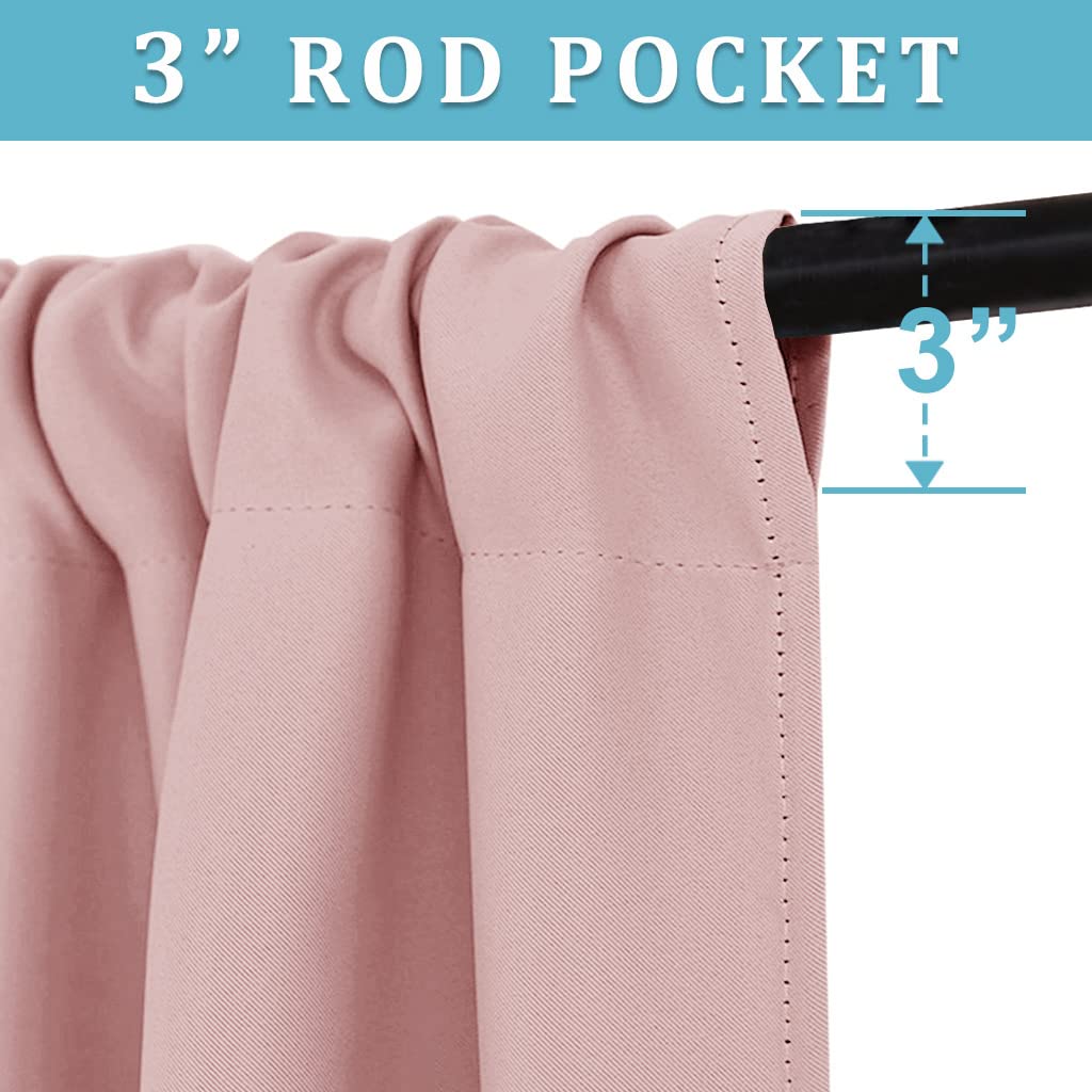 Short Peach Pink Blackout Curtains for Small Bedroom Window Cafe