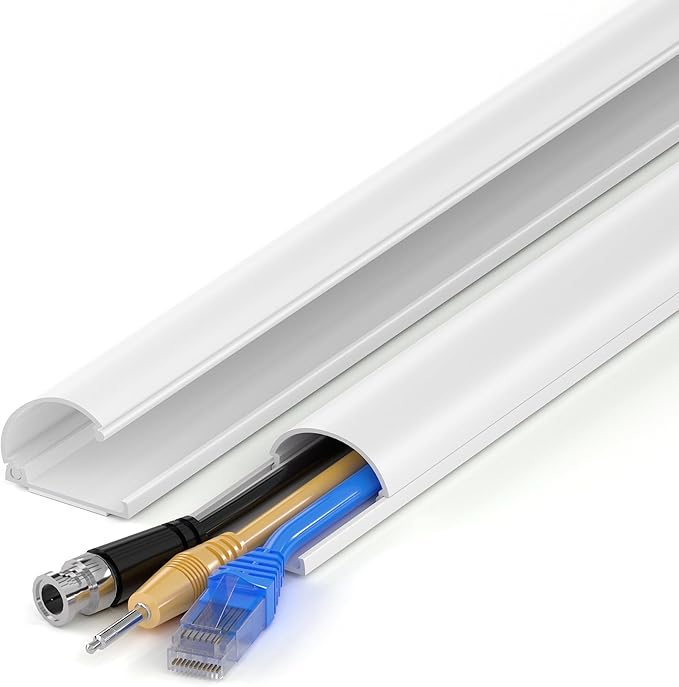 ZhiYo 34in D Cord Hider for Wall Mount TV, Self-Adhesive Cable Hider Kit, PVC Cord Covers for Wires on Wall, White Cable Raceway, Paintable Wire Hiders, 2 x 17 (L) - 1.2" (W) x 0.55" (H)