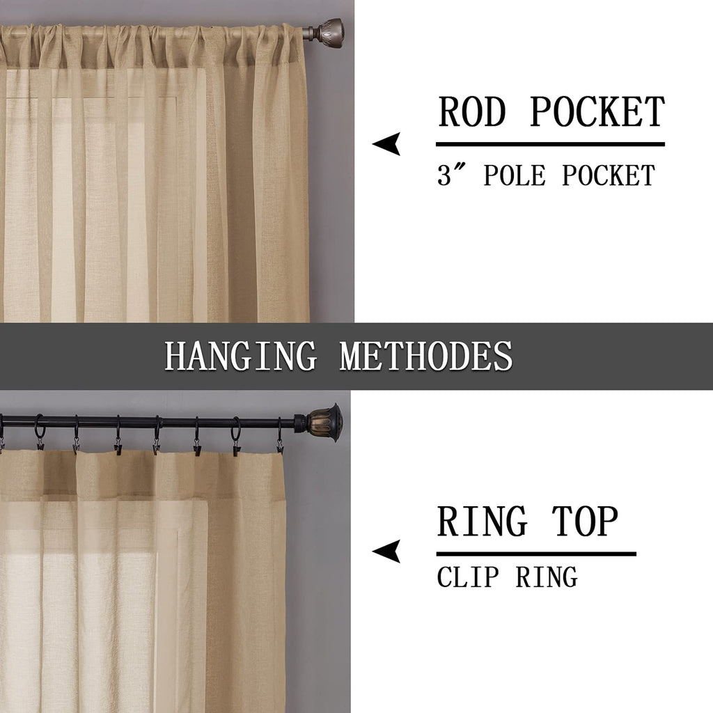 Short Sheer Tier Curtains Linen Textured Half Kitchen Curtain Sheers Light Filtering Rod Pocket Voile Small Curtain for Bathroom