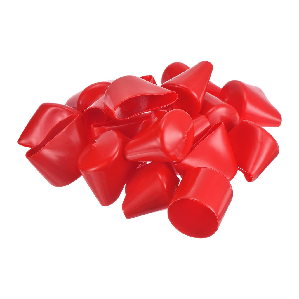 20pcs Rubber End Caps 38mm ID Vinyl Round Tube Bolt Cap Cover Thread Protectors Red