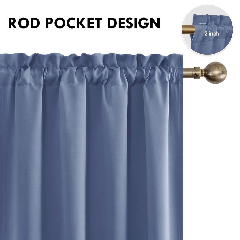 Blackout Curtains for Bedroom 52 x 45 Inch Long Dusty Blue 2 Panels (2 Count)