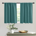 Short Teal Blackout Curtains for Small Bedroom Kitchen Cafe Window