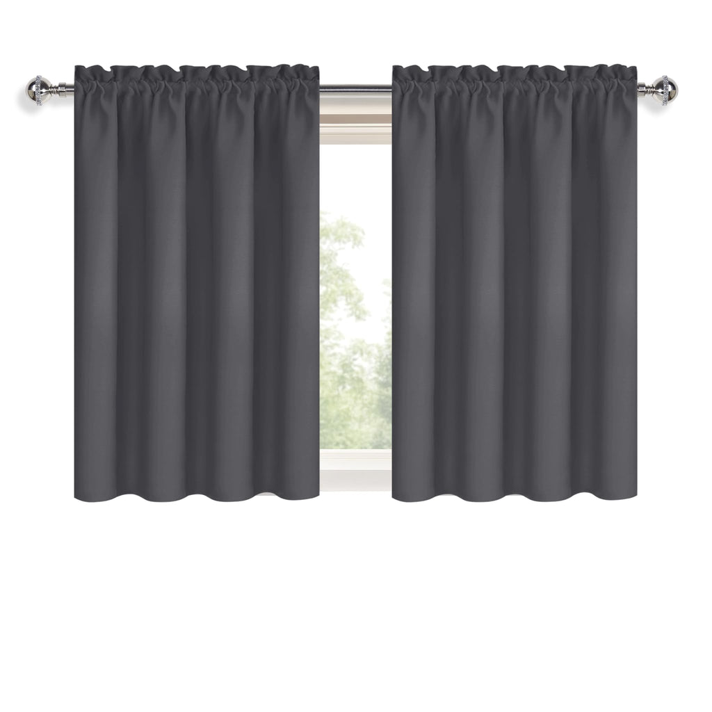 Short Blackout Curtains 52 x 36 Inch for Kitchen RV Bunk Dark Grey (2 Count)