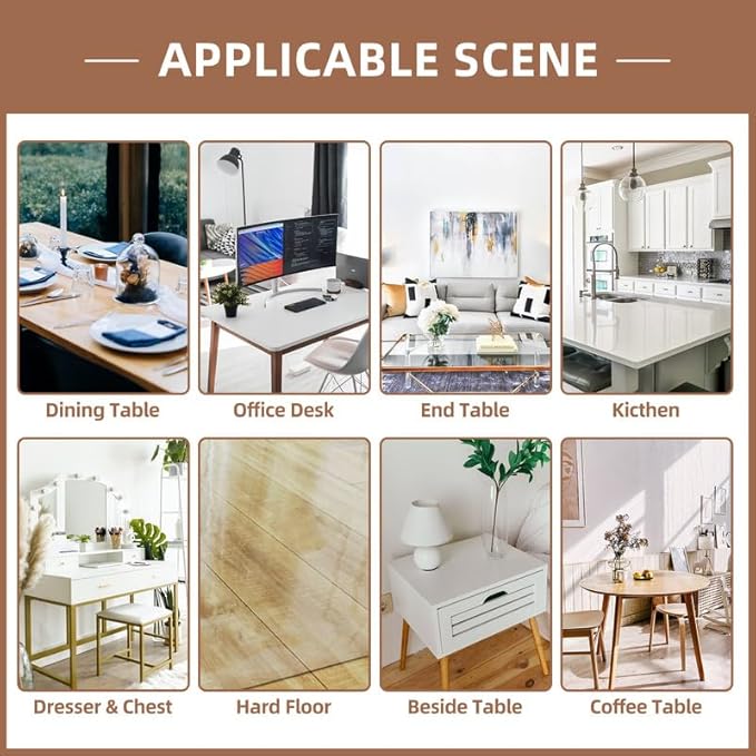 Warmstar Clear Table Cover Protector 39 x 79 Inch,1.5mm Thick Plastic Table Cover Rectangle,PVC Clear Table Protector,Desk Protector Mat for Kitchen, Dresser, Writing Desk，Dining Room Table