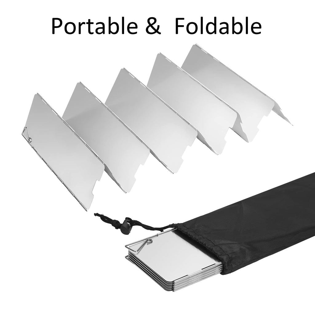 Folding Camping Stove Windscreen 12 Plates Aluminum Camping Stove Windshield with Carrying Bag Portable Camp Stove Wind Screen Outdoor Cooker Butane Burner Wind Shield