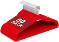 Velvet Hangers 50 Pack, Non Slip Clothes Hangers with Shoulder Notches, Slim Felt Hanger with 360° Swivel Hook, Space-Saving, for Coat, Shirt, Pants, Dress, Suits, Red