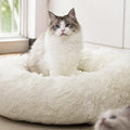 Anti Anxiety Round Fluffy Plush Faux Fur Warm Washable Dog Bed & Cat Bed, Original Bed for Small Medium Large Pets,Used to Relieve Joints and Improve Sleepï¼?0"/24"/27''ï¼?(27", White)