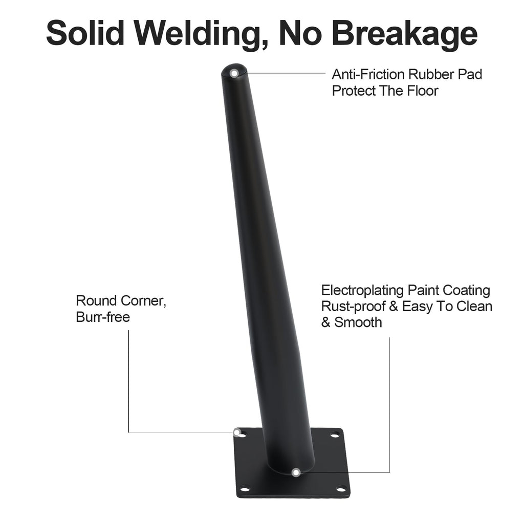 4PCS 12 Inch Matte Black Tapered Angled Legs for Furniture