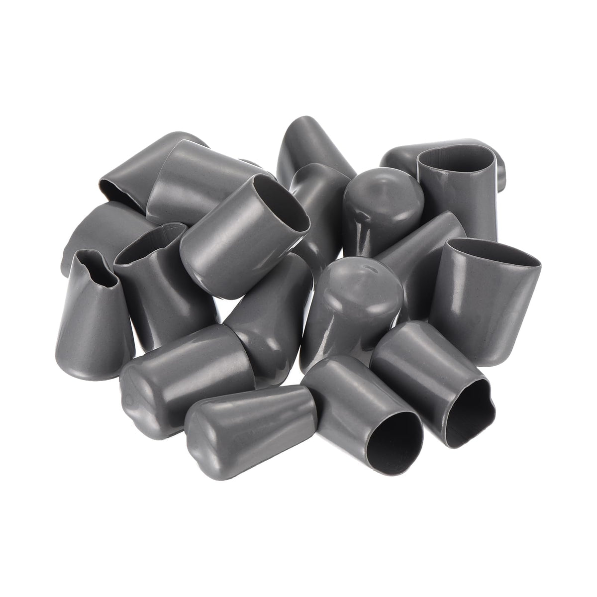 20pcs Rubber End Caps 14mm ID Vinyl PVC Round Tube Bolt Cap Cover Screw Thread Protectors Dark Grey